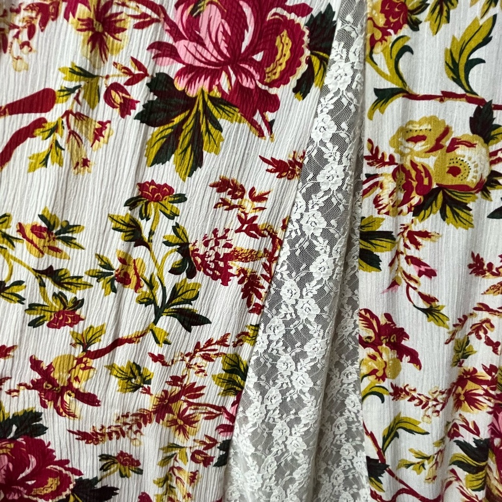 Lightweight jacket Kimono boho floral pattern with lace inserts - Picture 5 of 7